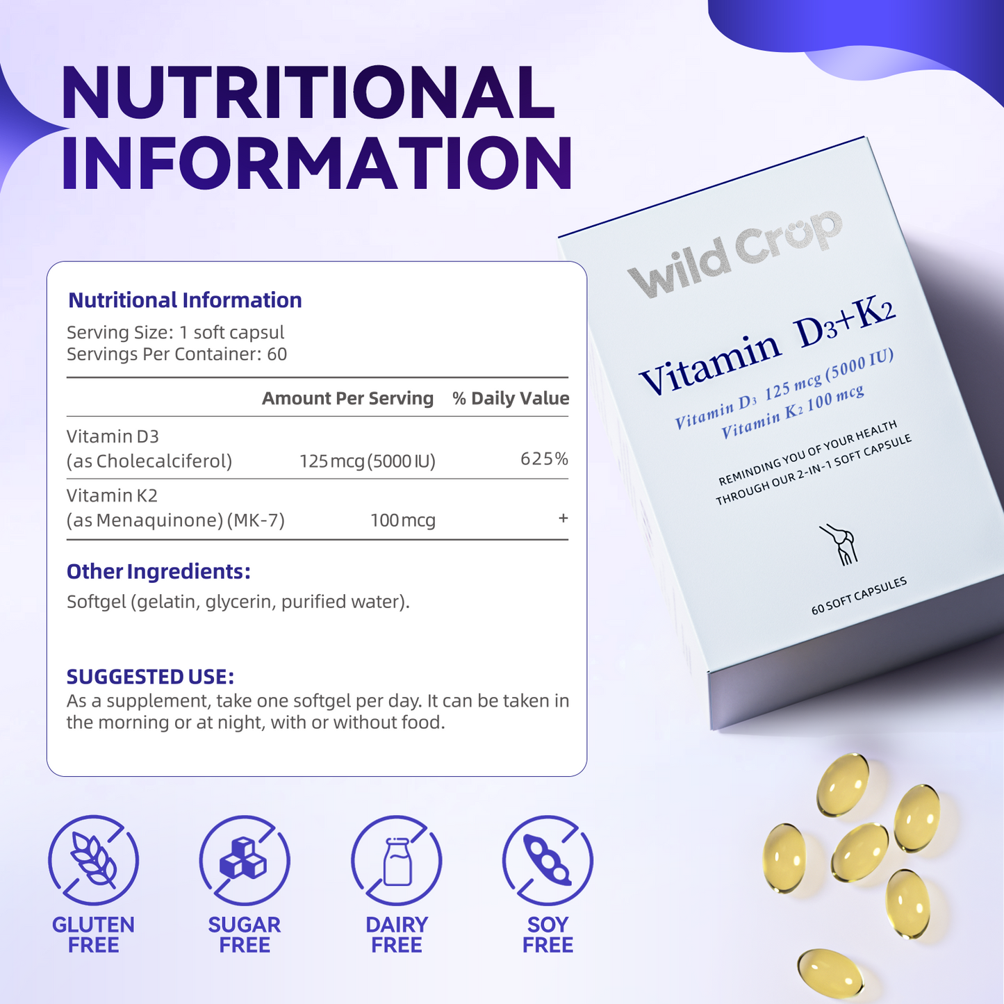 Wild Crop Vitamin D3 + K2