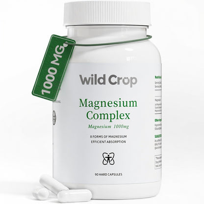 Wild Crop 8-in-1 Magnesium Complex 1000mg | 8 Highly Bioavailable Forms of Magnesium | 90 Vegetable Capsules