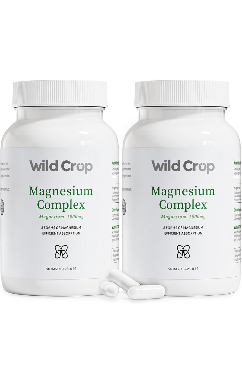Wild Crop 8-in-1 Magnesium Complex 1000mg | 8 Highly Bioavailable Forms of Magnesium | 90 Vegetable Capsules