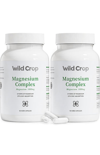 Wild Crop 8-in-1 Magnesium Complex 1000mg | 8 Highly Bioavailable Forms of Magnesium | 90 Vegetable Capsules