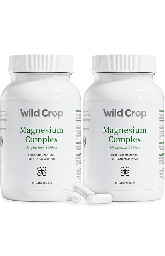 Wild Crop 8-in-1 Magnesium Complex 1000mg | 8 Highly Bioavailable Forms of Magnesium | 90 Vegetable Capsules